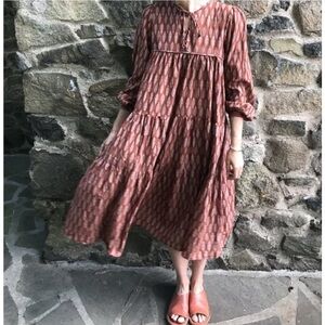 COPY - MATTA YAMINI IKAT DRESS - RUST LOZENGES
Size L